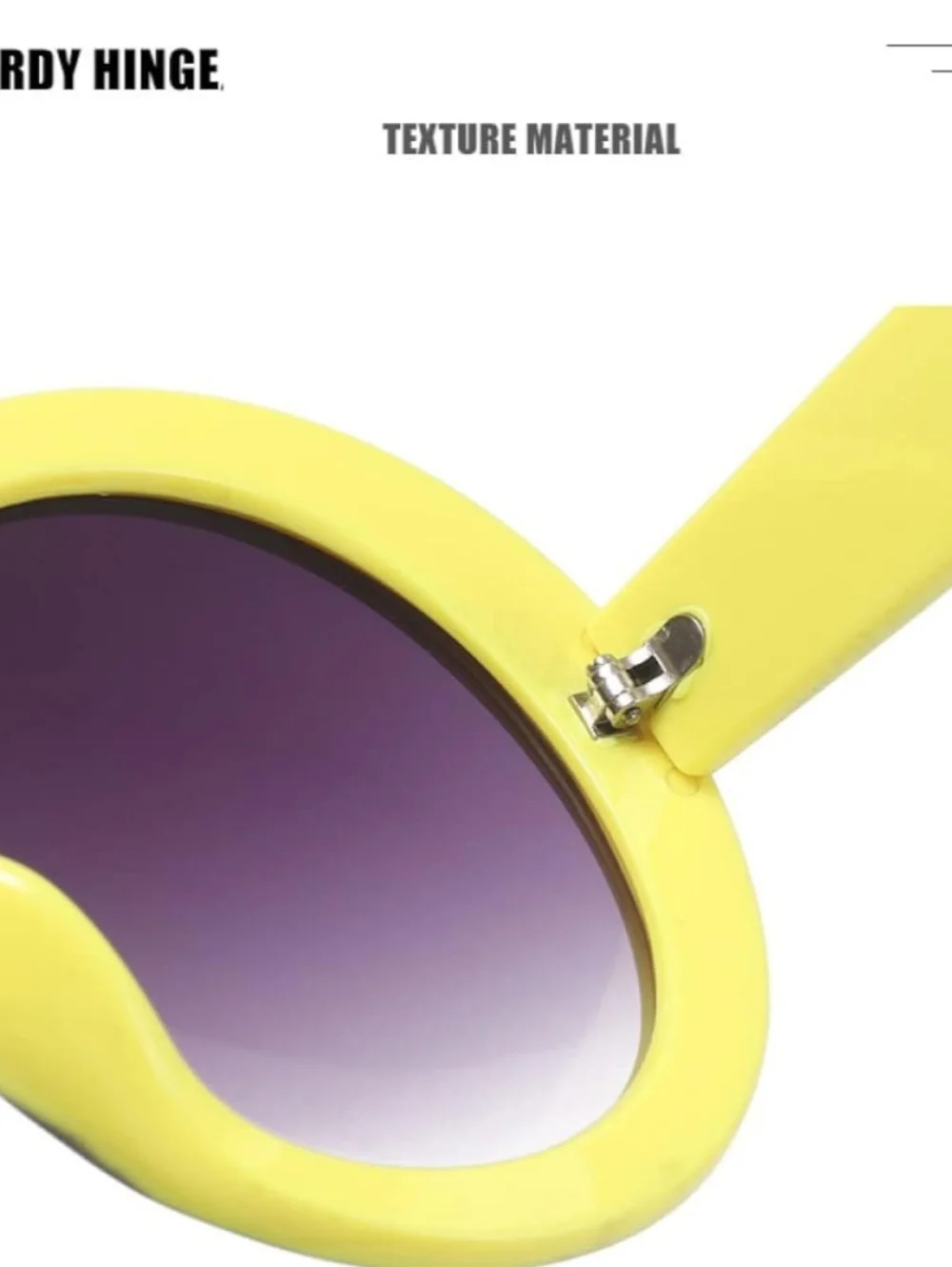 Unisex Oversized Black/Yellow Round Sunglasses with Purple Gradient Lenses